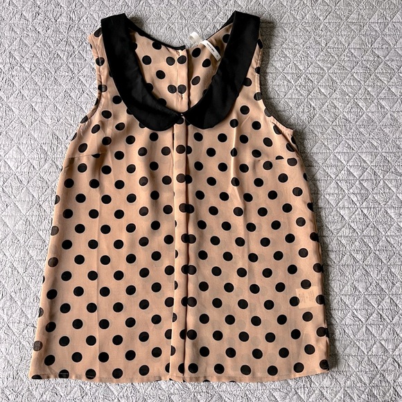 Polkadot sleeveless sheer top blouse with back buttons size Small - Picture 6 of 7